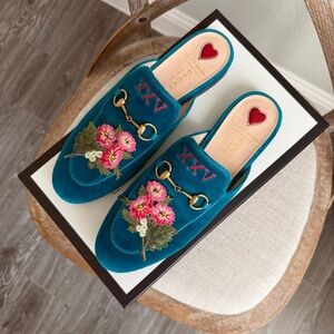 Gucci princetown velvet mules Neiman Marcus 110th special edition